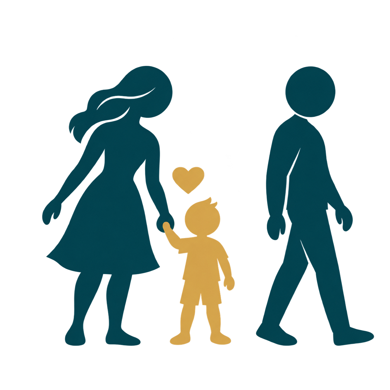 Mother and child with stepping father