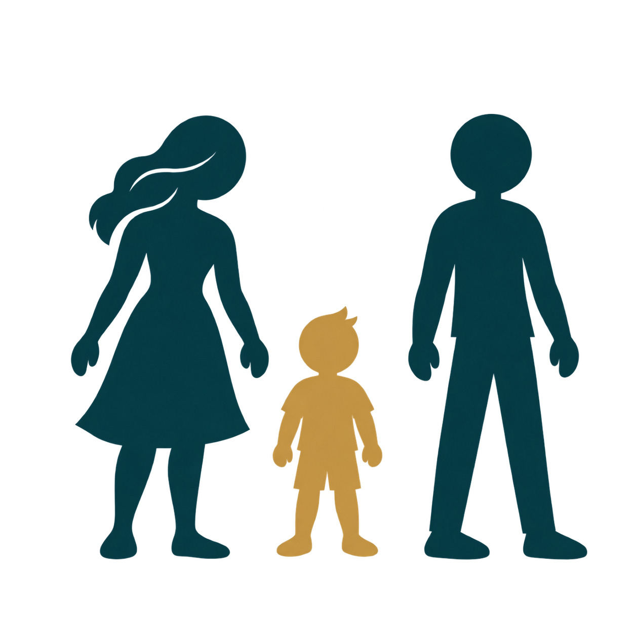 Teal parents and gold child